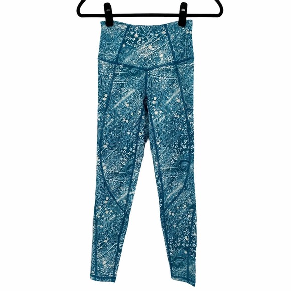 Free People FP Movement Womens Plie All Day Floral Leggings Blue Peacock Size XS - Picture 11 of 11